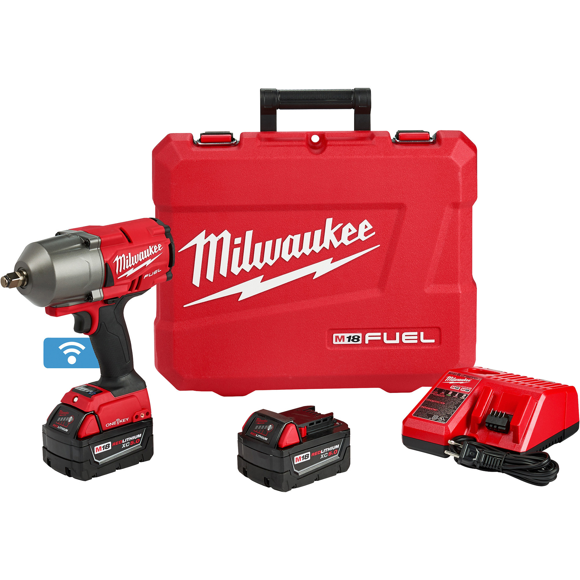 Milwaukee M18 FUEL Cordless High-Torque Impact Wrench Kit with ONE-KEY and Friction Ring, 1/2in. Drive, 1400 Ft./Lbs. Torque, 2 Batteries, Model# 2863-22R